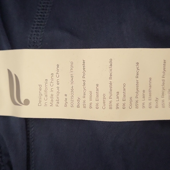 🛍Fabletics‎ Womens XXS Ultra High Waisted Wool Baselayer Bike Short 9" Blue NEW - Picture 4 of 9